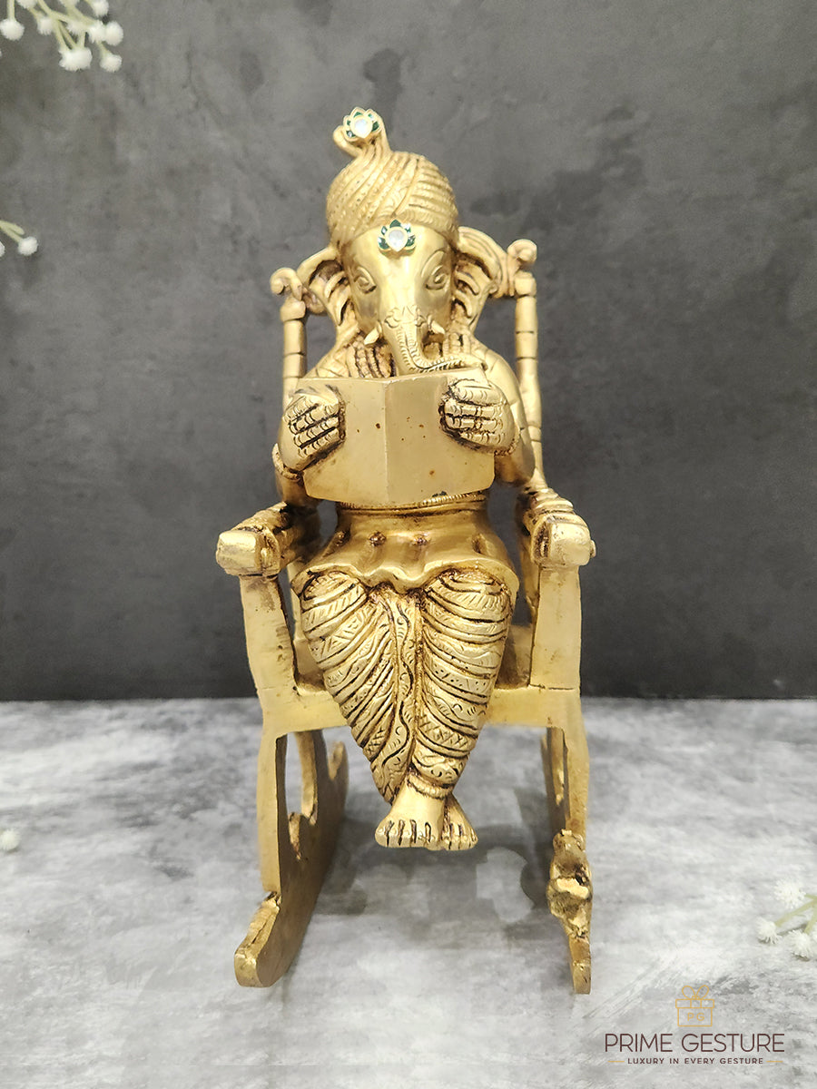 Brass Ganesha Reading Book