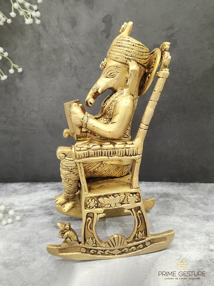 Brass Ganesha Reading Book