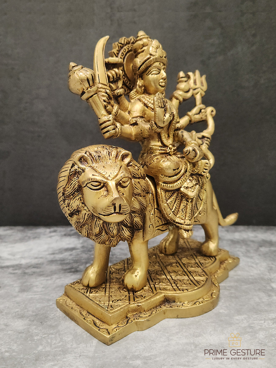 Brass Goddess Durga Idol on Lion
