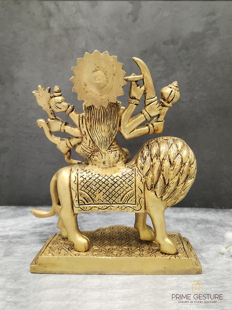 Brass Goddess Durga Idol on Lion