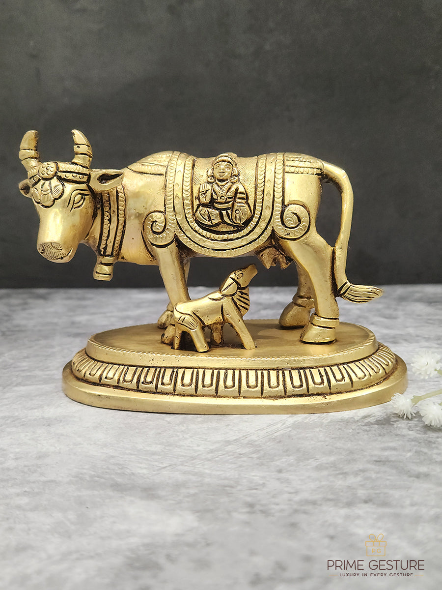 Brass Krishna Cowcalf Idol
