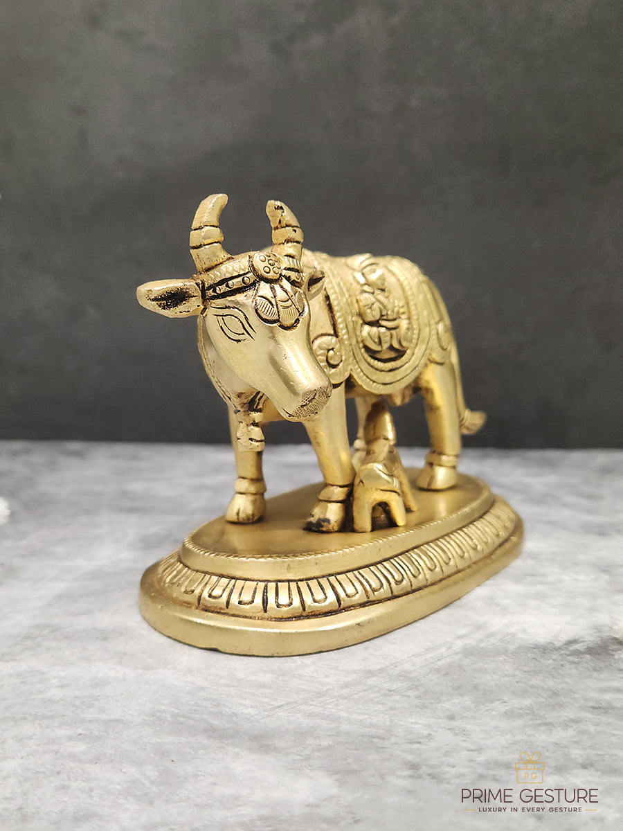 Brass Krishna Cowcalf Idol