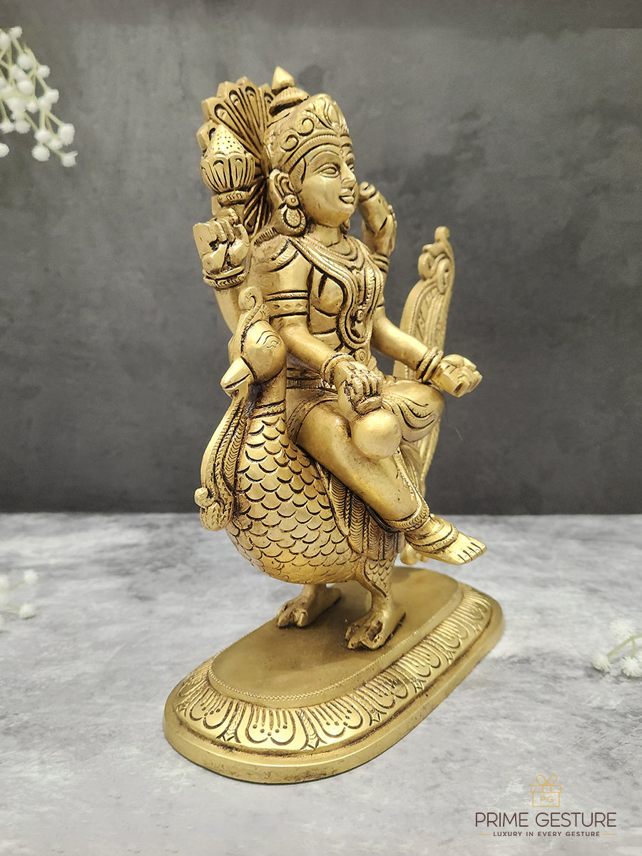 Brass Lord Murugan Idol on Peacock