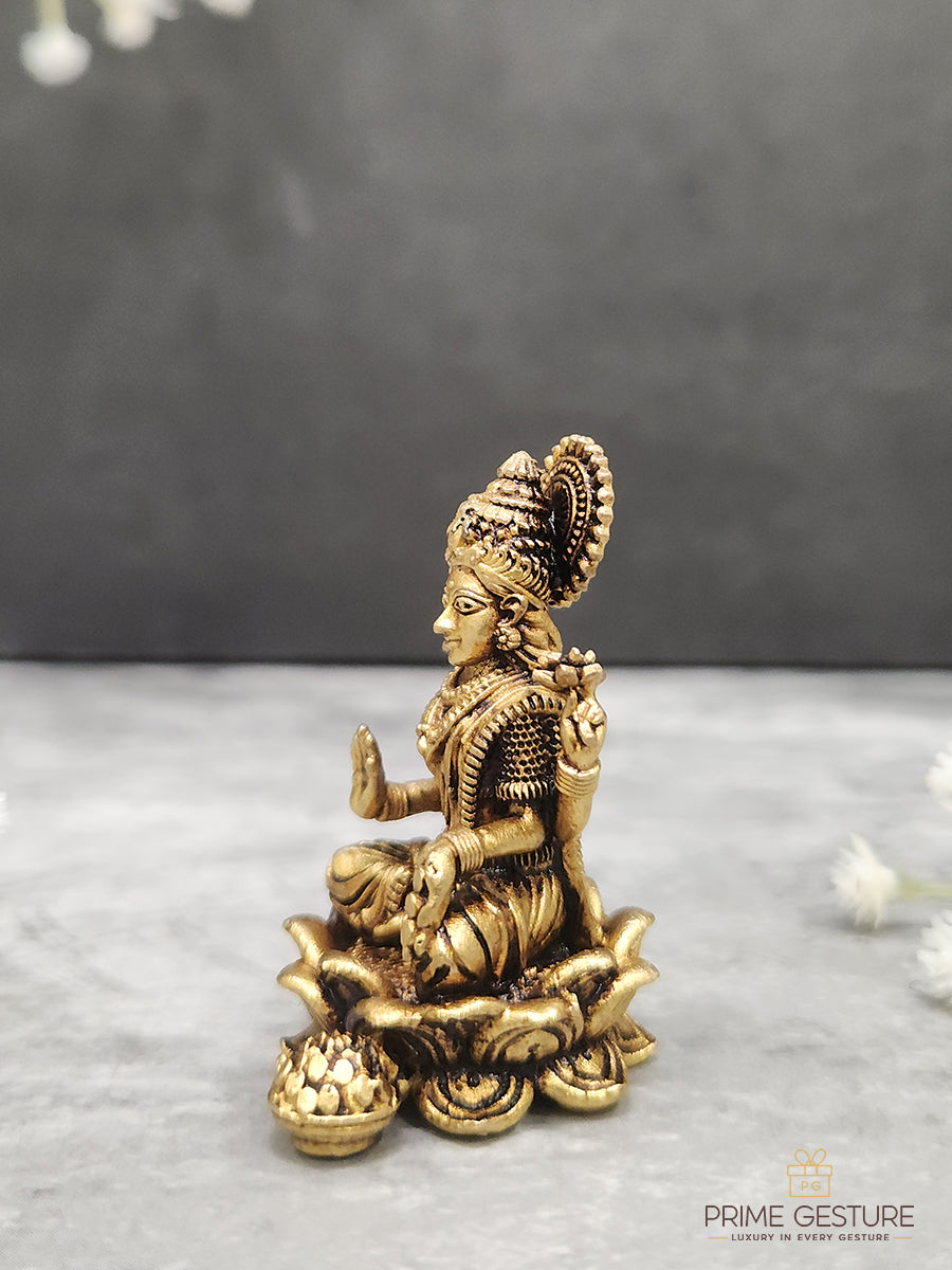 Brass Lotus Lakshmi Idol