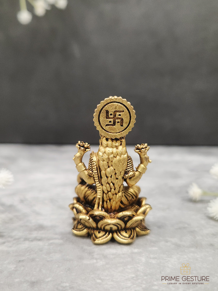 Brass Lotus Lakshmi Idol
