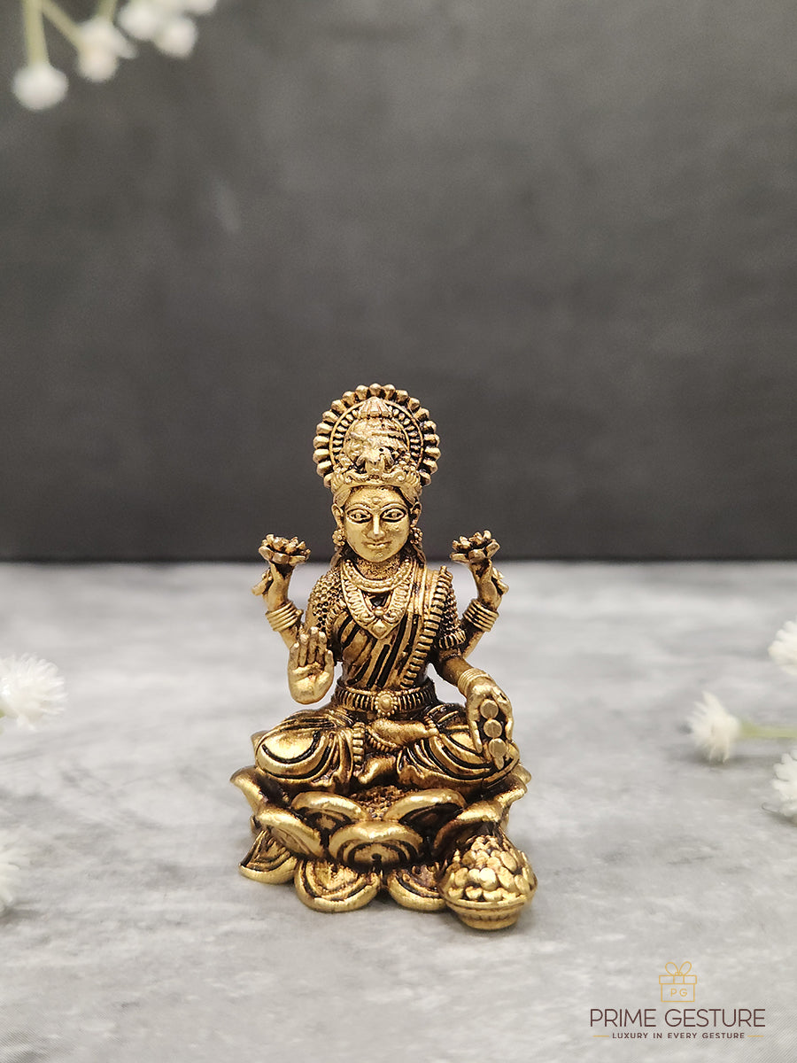 Brass Lotus Lakshmi Idol