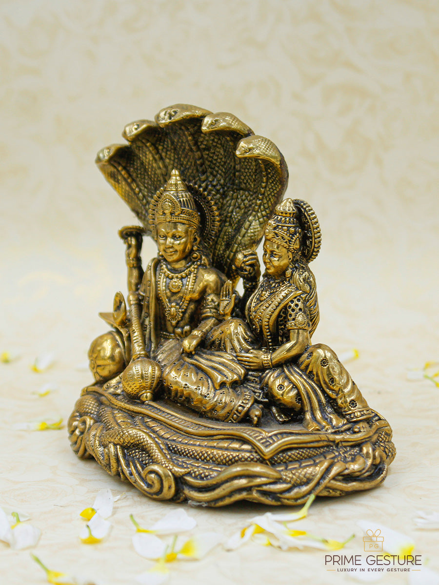 Brass Maa Lakshmi with Lord Vishnu On Sheshnag