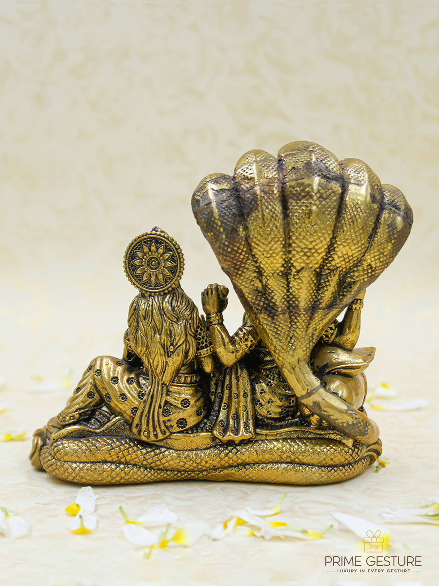 Brass Maa Lakshmi with Lord Vishnu On Sheshnag