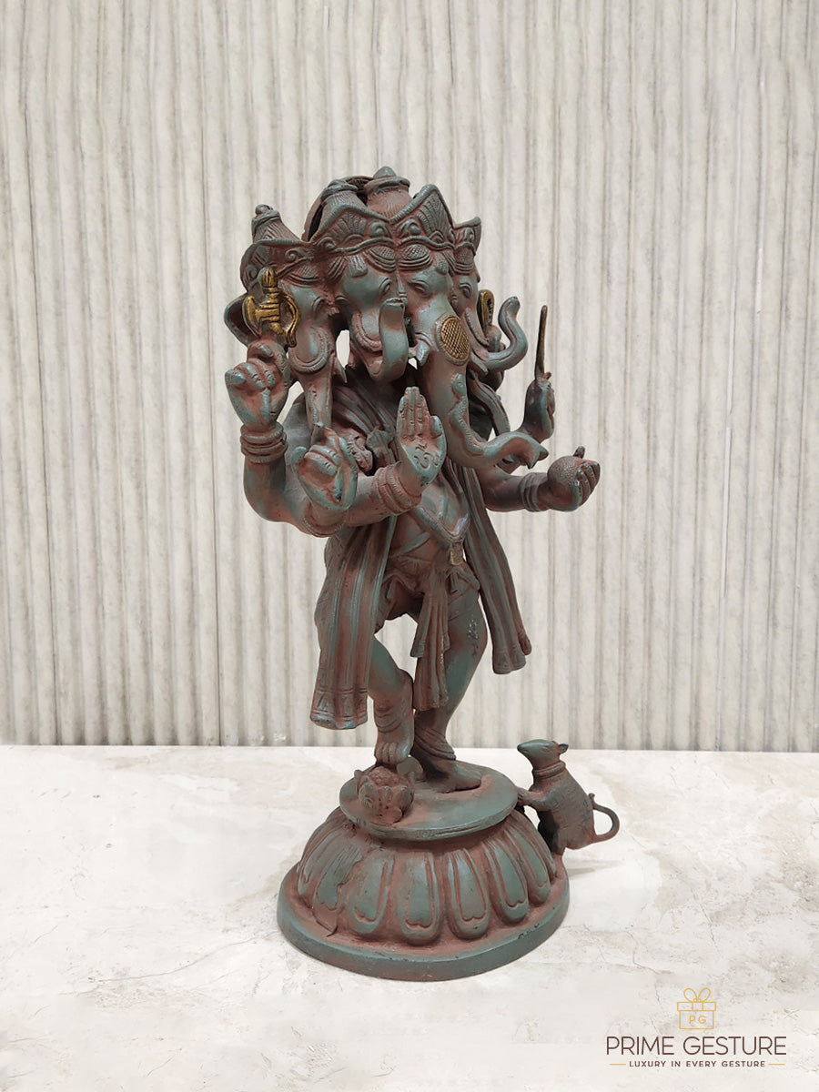 Bronze Panchmukhi Dancing Ganesha Statue