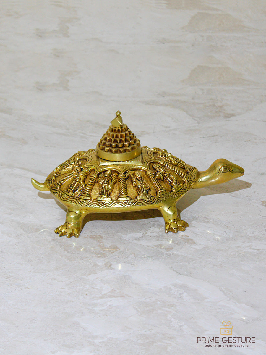 Brass Tortoise with Vishnu Dasavtar