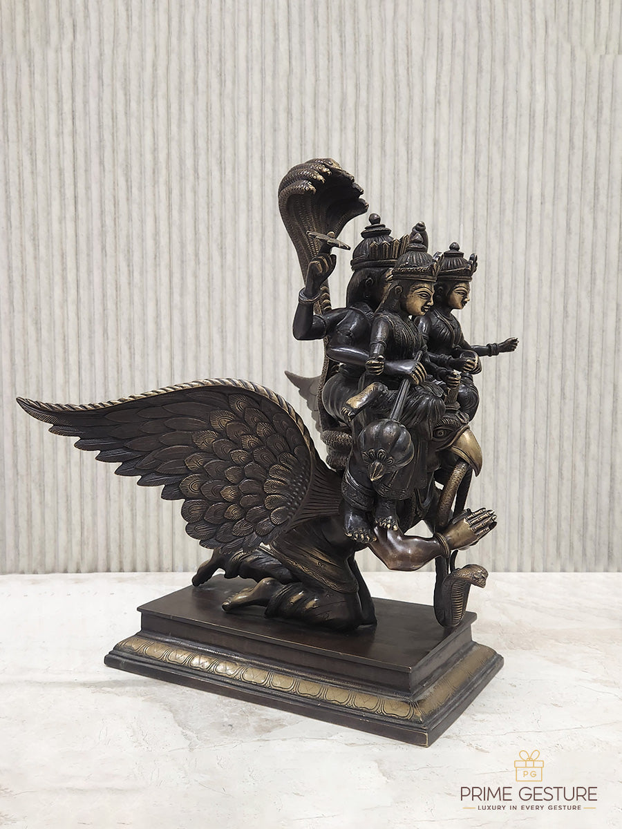 Bronze Vishnu Lakshmi Idol with Garuda