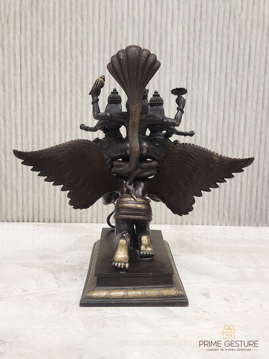 Bronze Vishnu Lakshmi Idol with Garuda