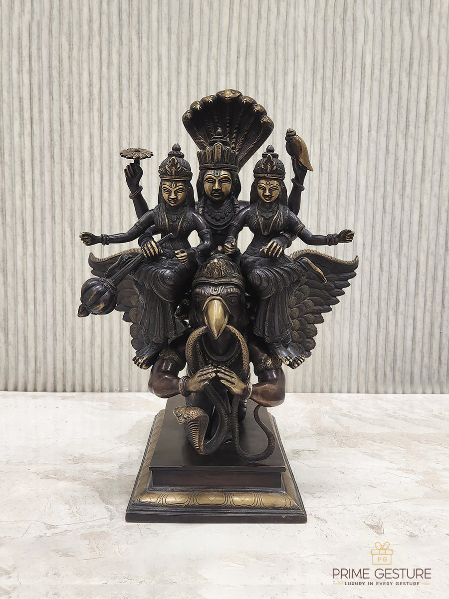 Bronze Vishnu Lakshmi Idol with Garuda