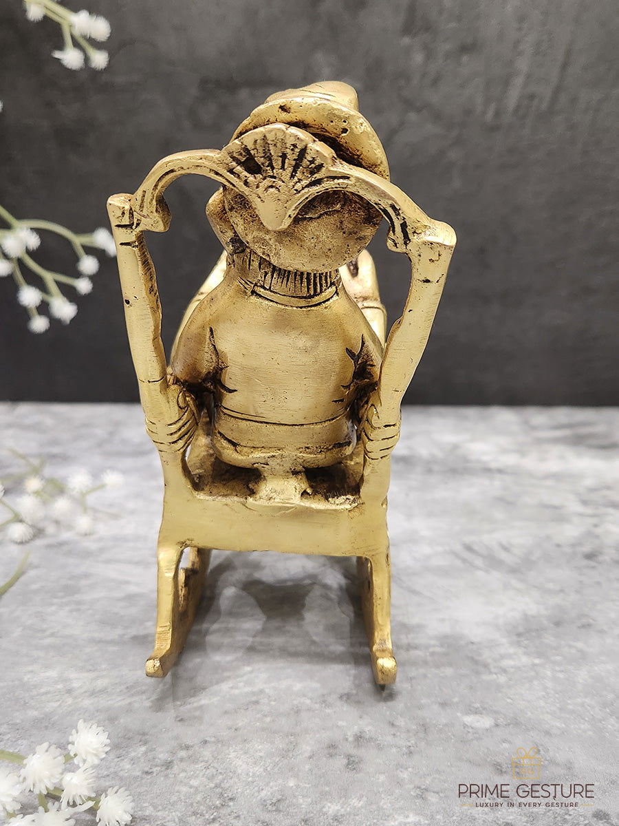 Elegant Brass Ganesha Reading Book