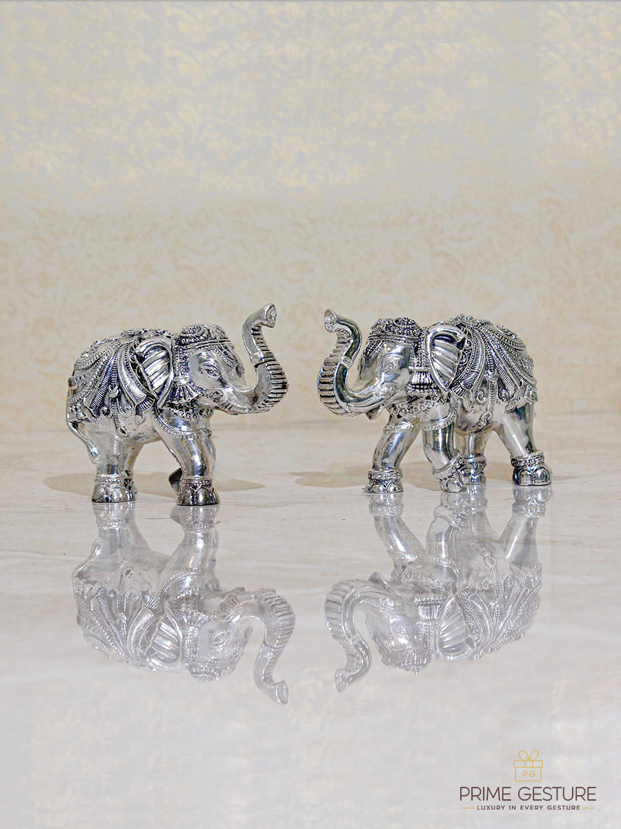 Silver Elephant Pair