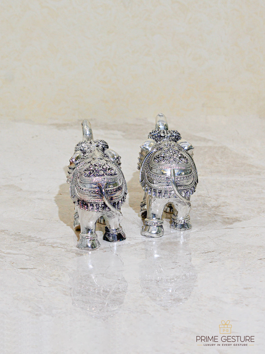 Silver Elephant Pair