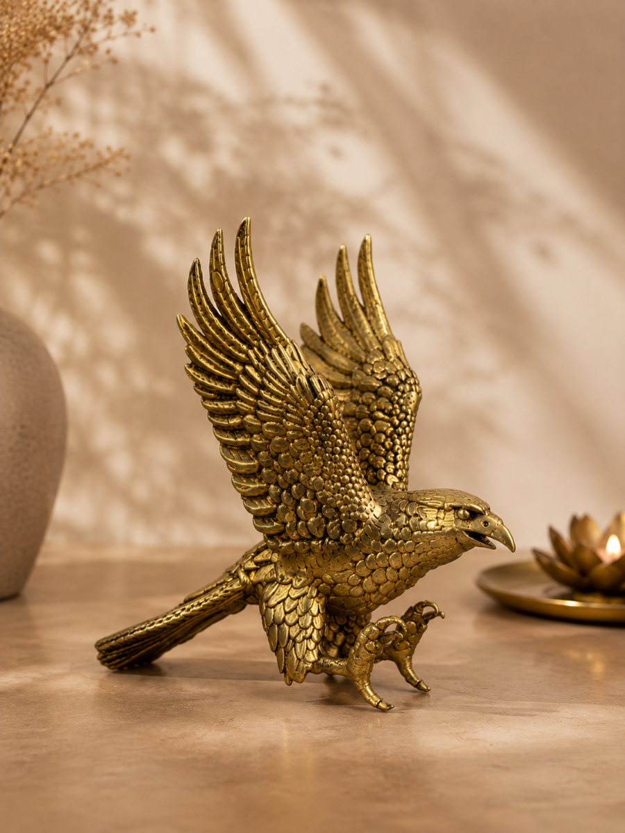 Garuda Eagle Antique Gold Finish Showpiece for Home and Office Decor