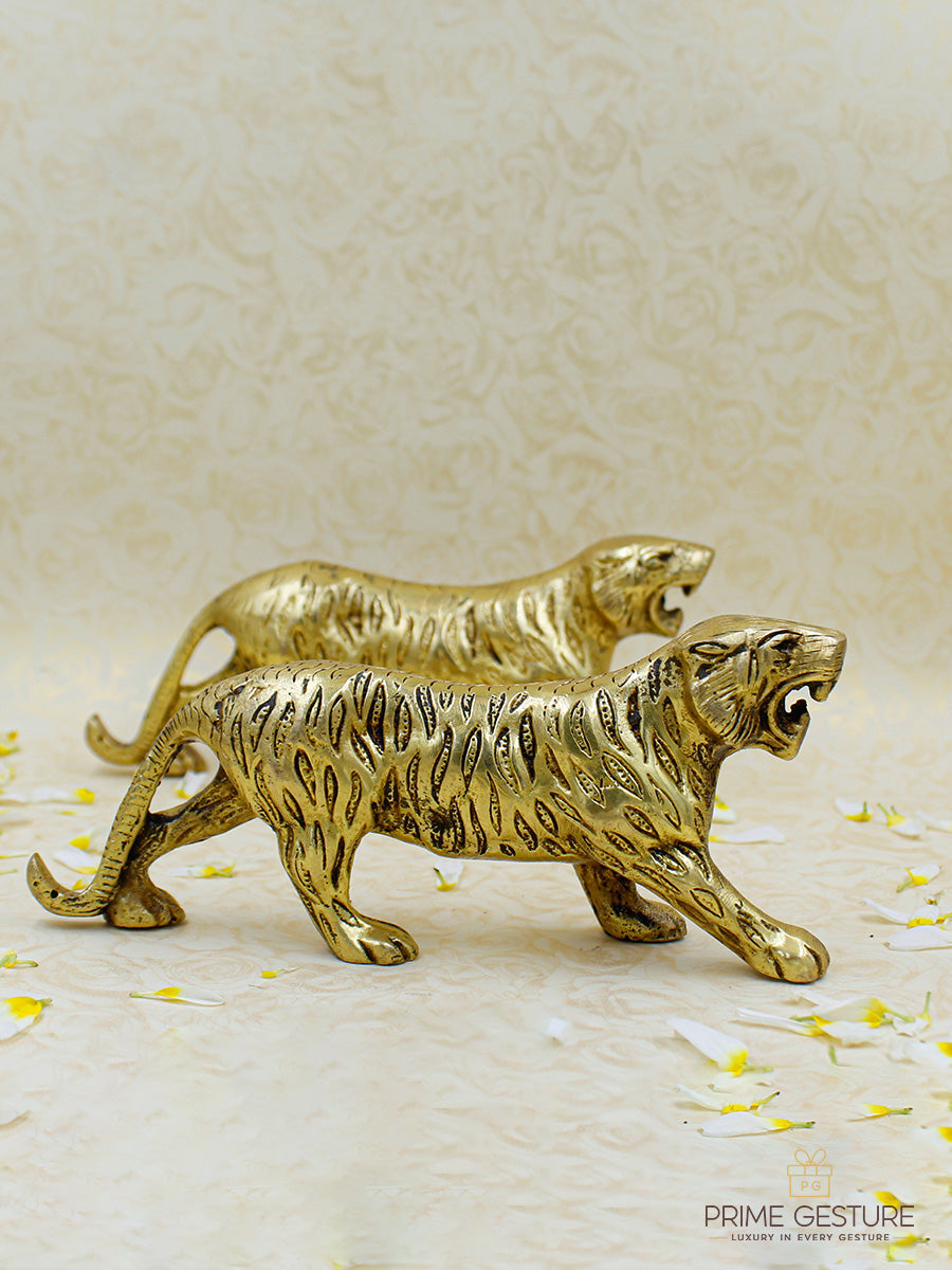 Golden Metal Antique Tiger 2 Pcs
