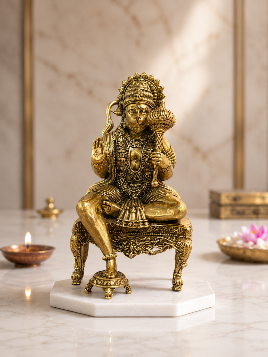 Hanuman Ji Antique Finish Idol for Home Temple & Decor