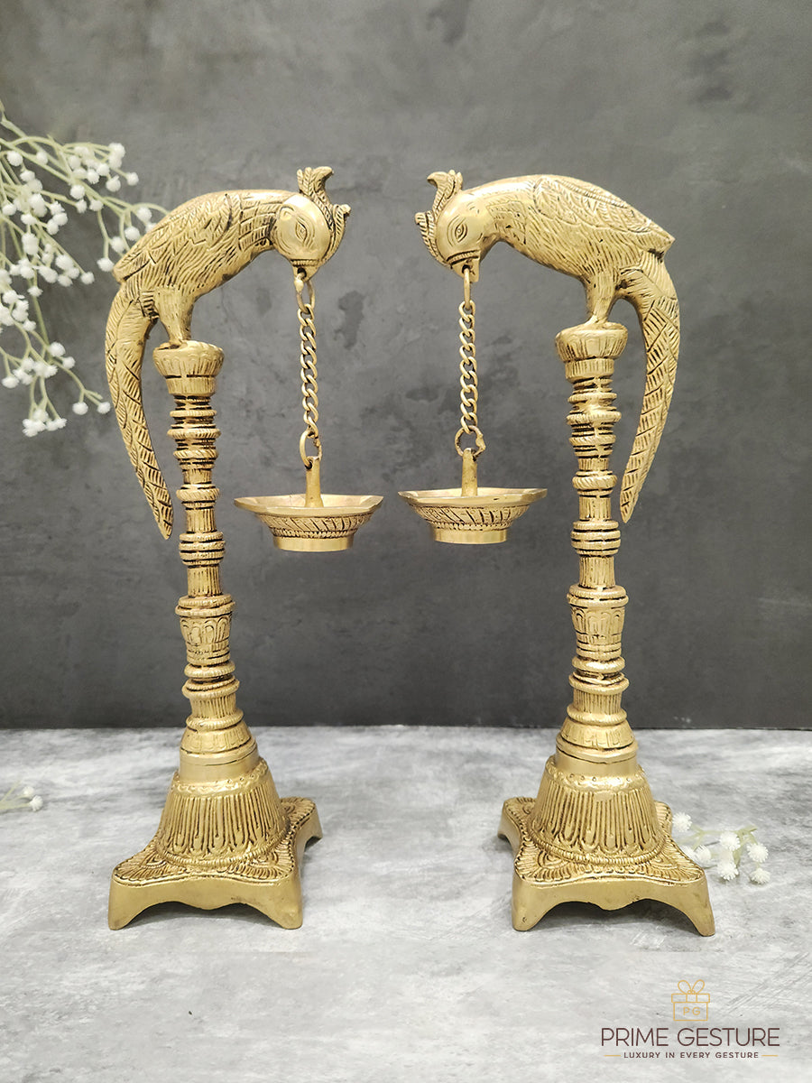 Idol Collections Brass Peacock Lamp