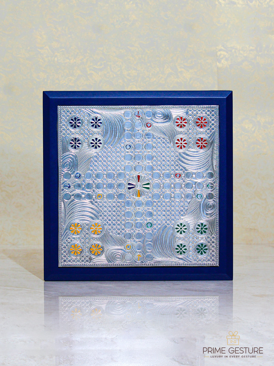 Silver Ludo with Base Wooden Frame