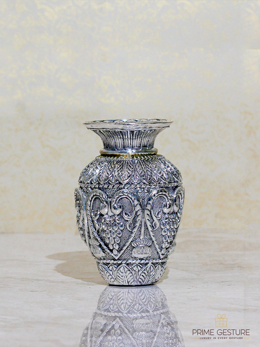 Silver Plated White Metal Kalash Flower Vase