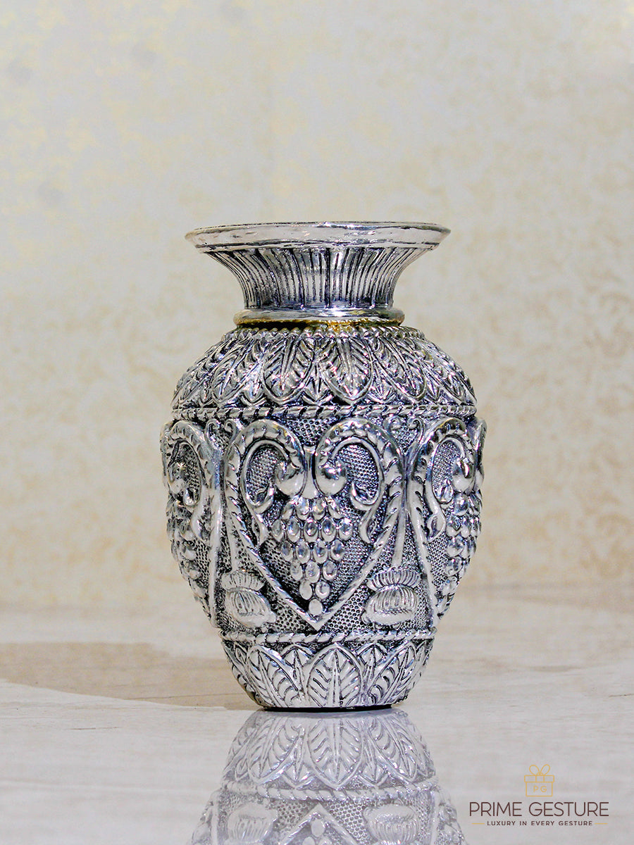 Silver Plated White Metal Kalash Flower Vase