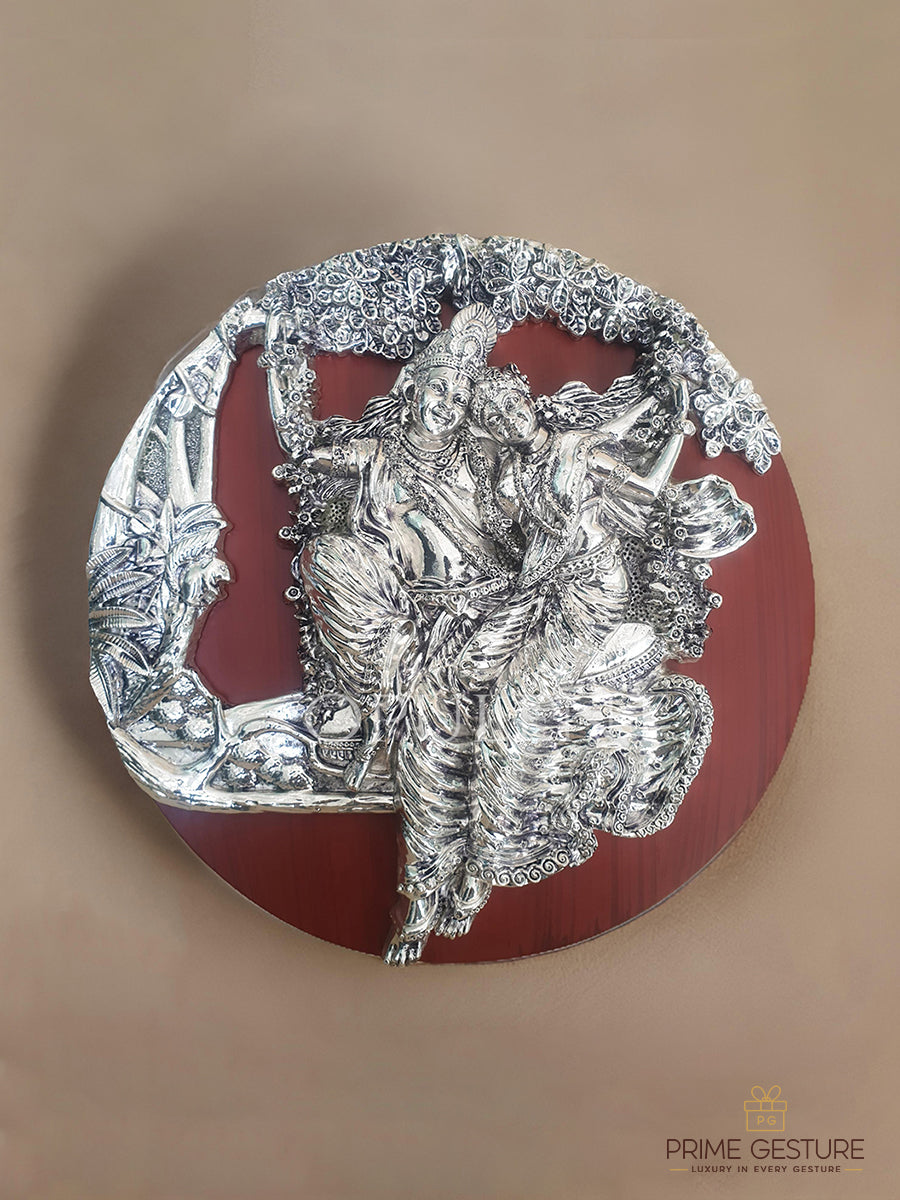 Radha Krishna Silver Panel
