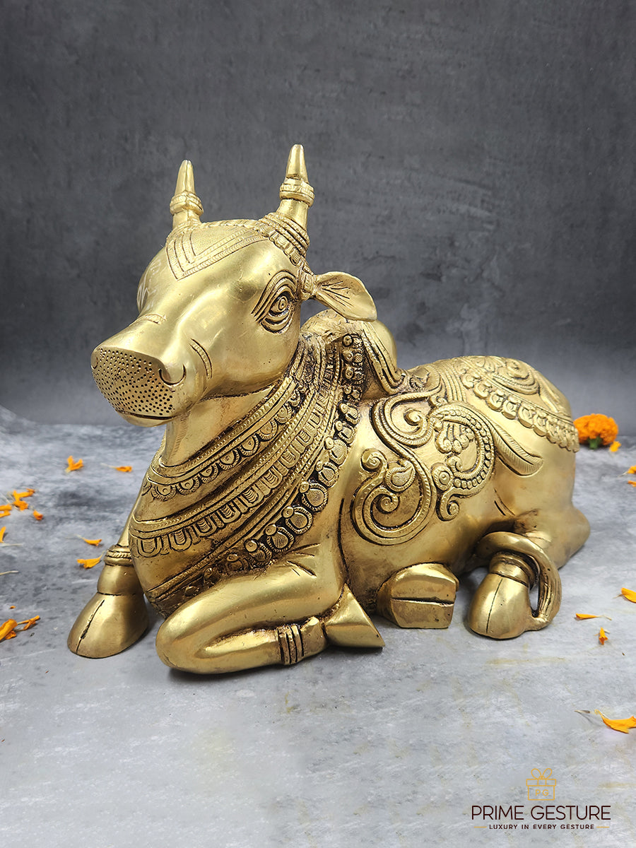 Superfine Brass Sitting Nandi Statue