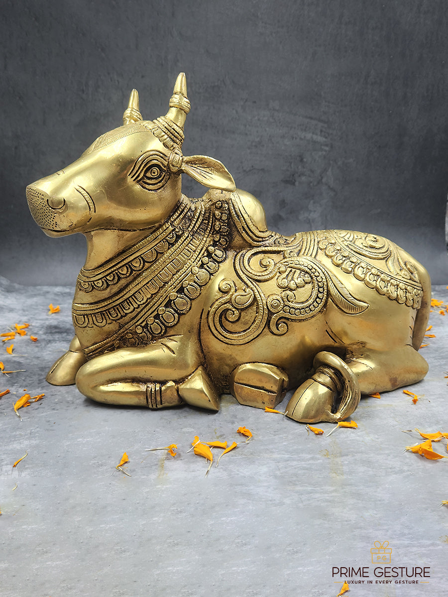 Superfine Brass Sitting Nandi Statue