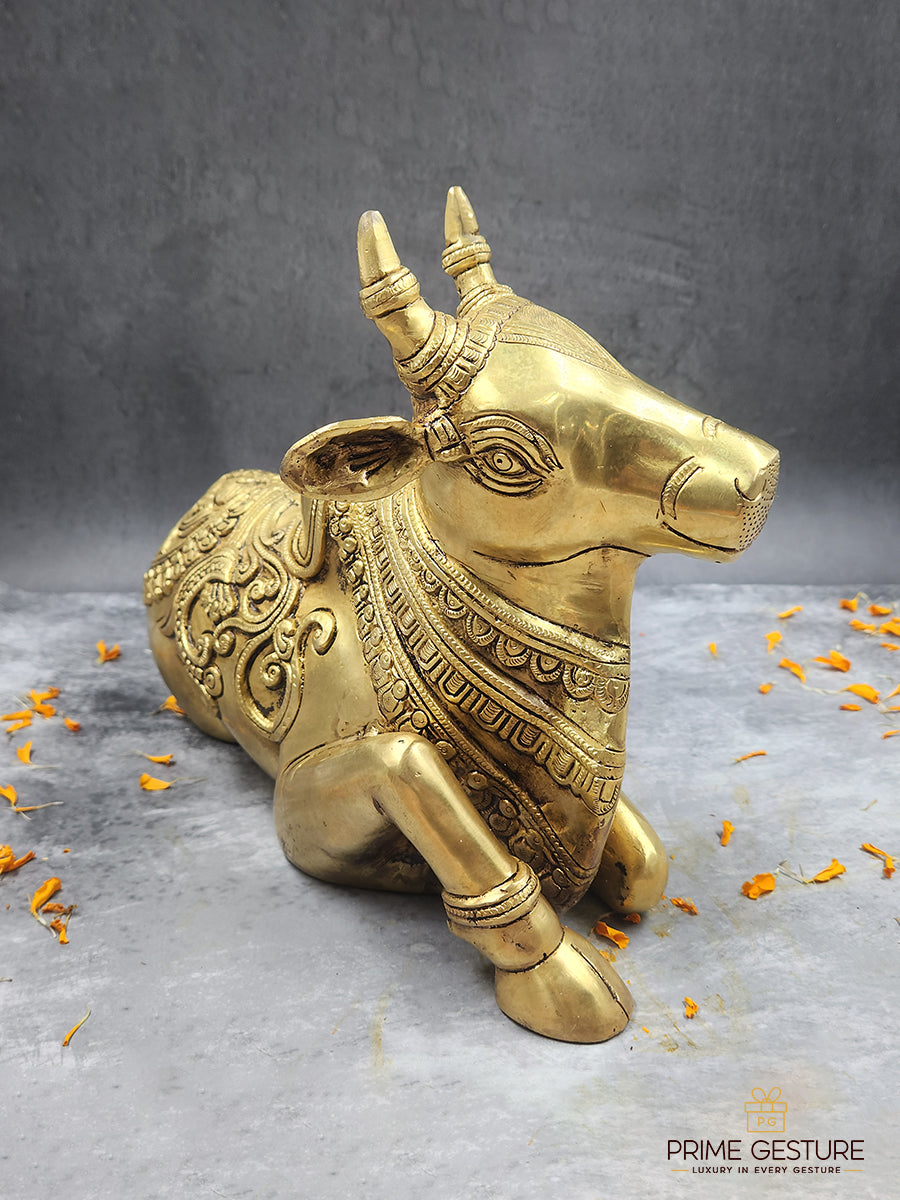 Superfine Brass Sitting Nandi Statue