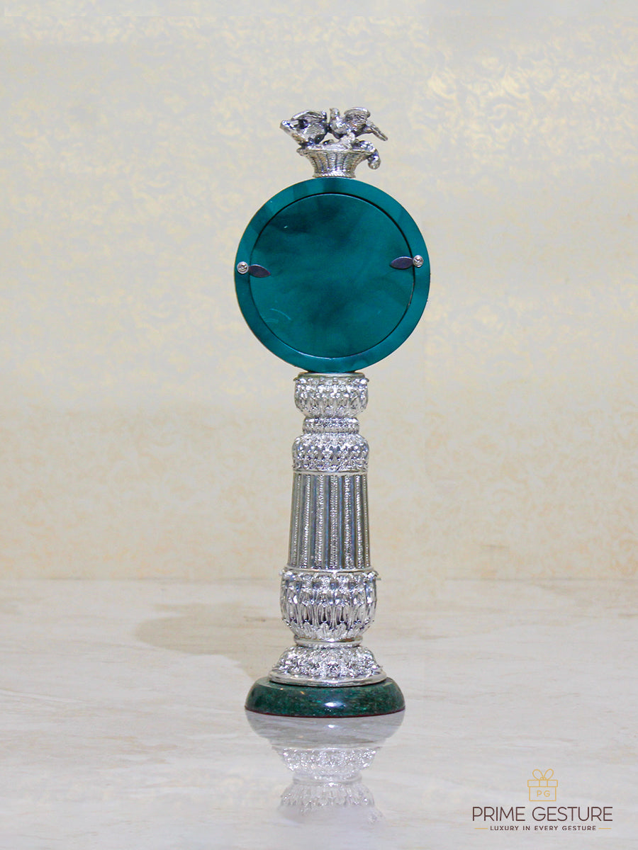 Vintage-Style Pillar Table Clock pure silver