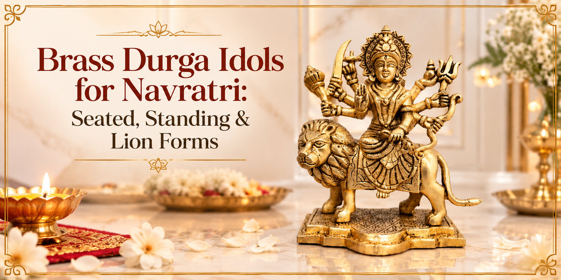 Brass Durga Idols for Navratri: Seated, Standing & Lion Forms