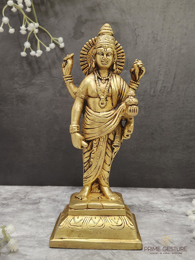 Pure Brass Dhanvantari Statue - Product Dimensions