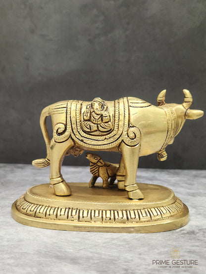 Brass Krishna Cowcalf Idol
