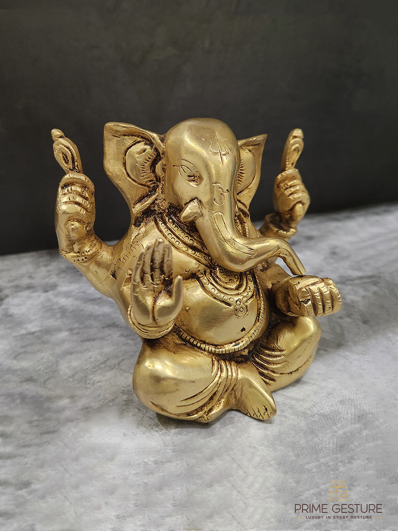 Brass Ganesh Ji Idol in Seated Posture - Product Dimensions