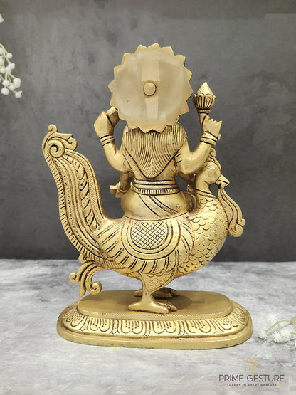 Brass Lord Murugan Idol on Peacock