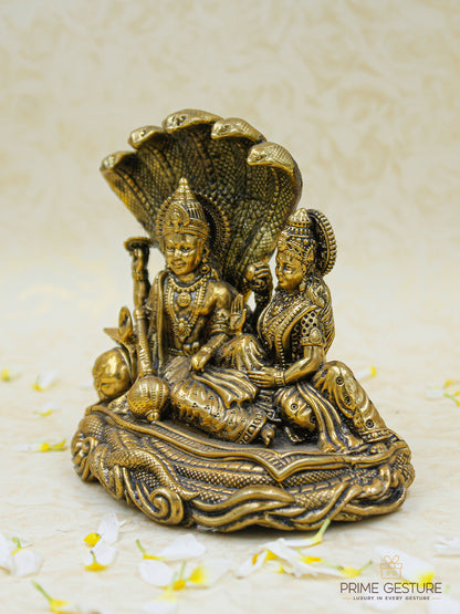 Brass Maa Lakshmi with Lord Vishnu On Sheshnag