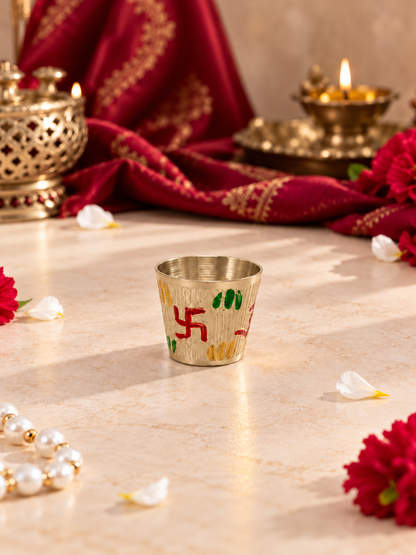 Brass Meenakari Pooja Thali Set with Om & Swastik — Complete Aarti Thali for Home Temple