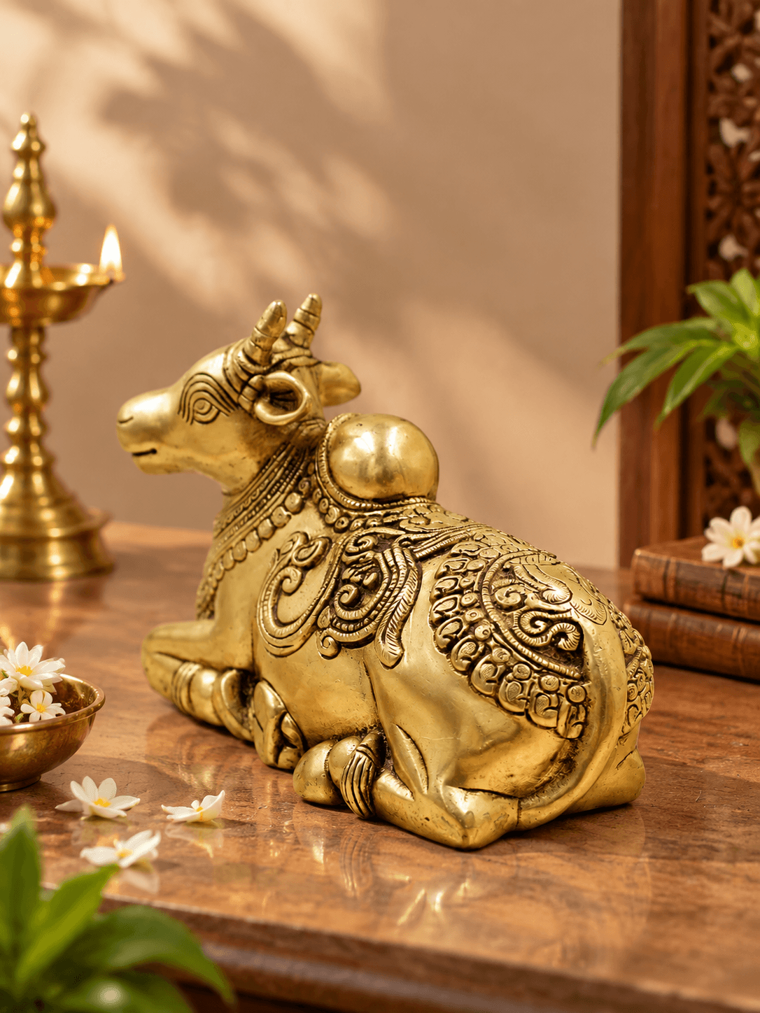 Divine Brass Nandi Seated Idol