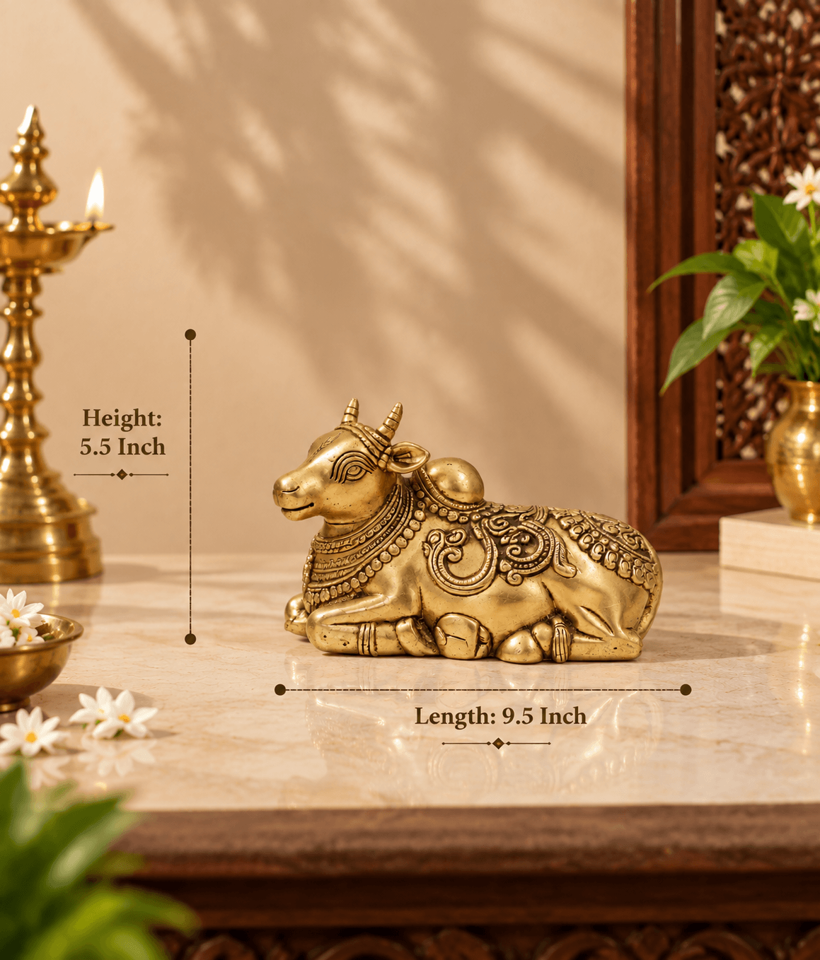 Divine Brass Nandi Seated Idol