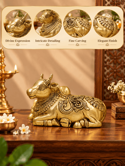 Divine Brass Nandi Seated Idol