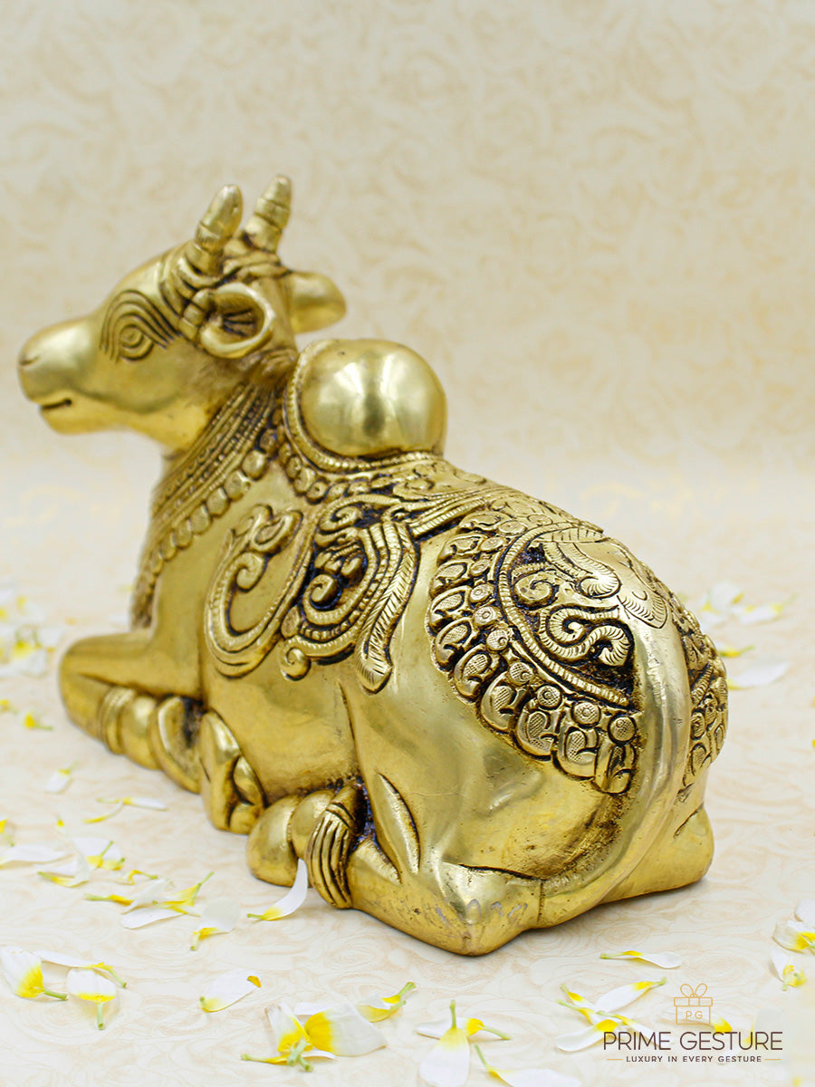 Brass Nandi Statue Sitting