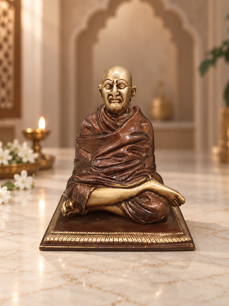 Sacred Brass Neem Karoli Baba Idol — Meditative Pose - Product Dimensions