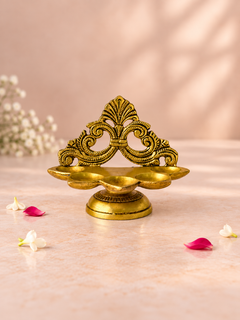 Brass Panch Aarti Diya — Five-Wick Diya for Pooja, Aarti & Festivals