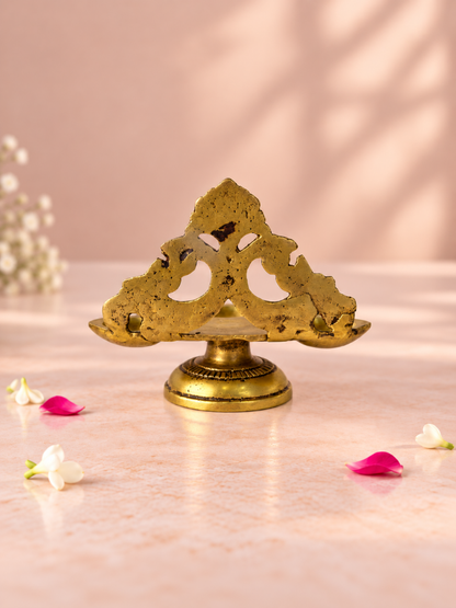 Brass Panch Aarti Diya — Five-Wick Diya for Pooja, Aarti & Festivals