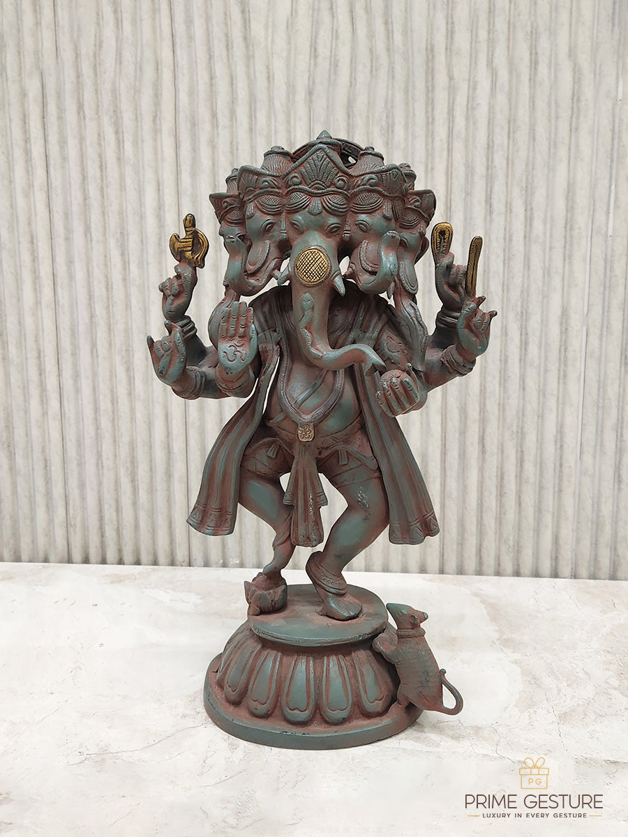 Bronze Panchmukhi Dancing Ganesha Statue
