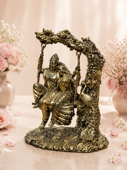 Handcrafted Pure Brass Radha Krishna Jhula for Home & Temple