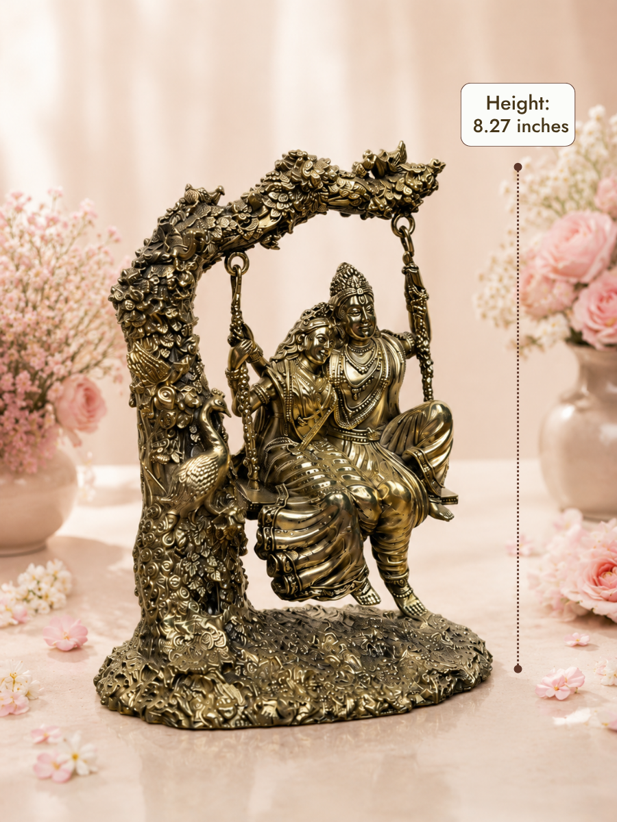 Handcrafted Pure Brass Radha Krishna Jhula for Home & Temple