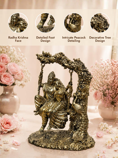 Handcrafted Pure Brass Radha Krishna Jhula for Home & Temple